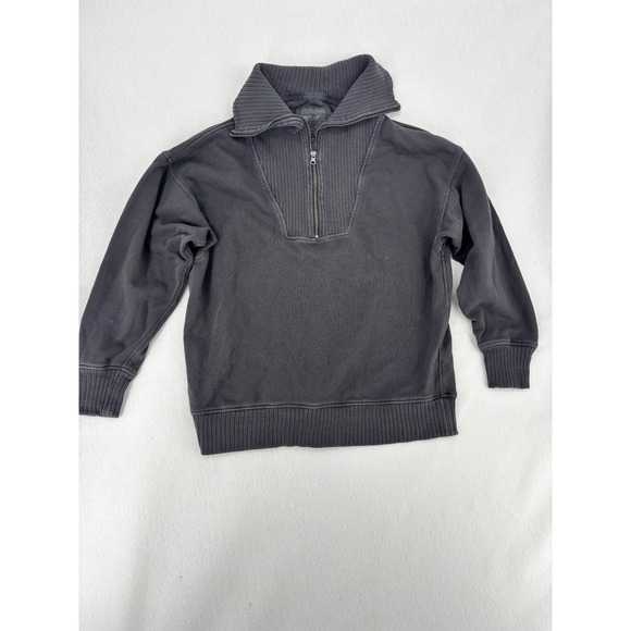 aerie Tops - Aerie Sweatshirt Womens S Gray Quarter Zip Pullover Ribbed Trim Relaxed Fit‎